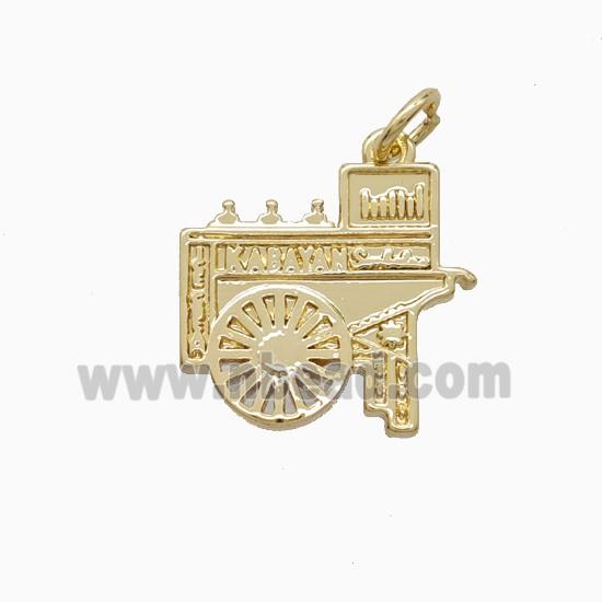 Hand Wheelbarrow Charms Copper Pendant Gold Plated