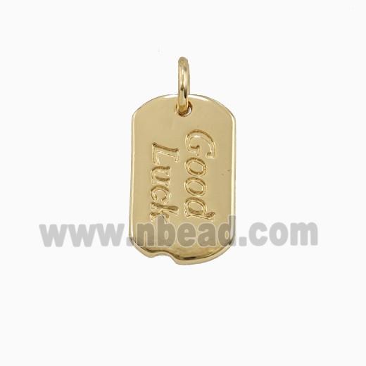 Copper GoodLuck Pendant Rectangle Gold Plated