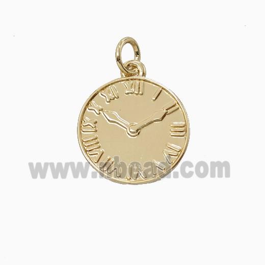 Copper Clock Pendant Gold Plated