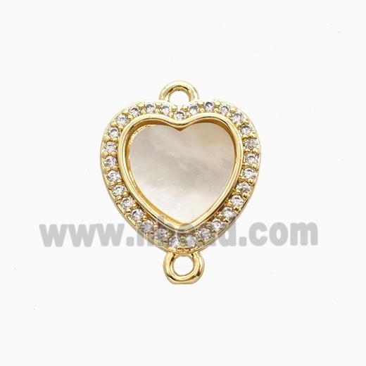 Copper Heart Connector Pave Zirconia Shell Gold Plated
