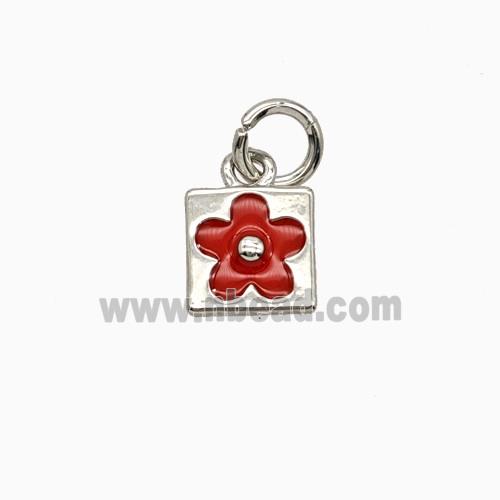 Copper Flower Pendant Enamel Platinum Plated