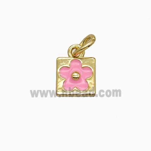Copper Flower Pendant Enamel Gold Plated