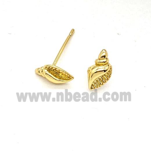 Copper SeaShell Stud Earrings Gold Plated