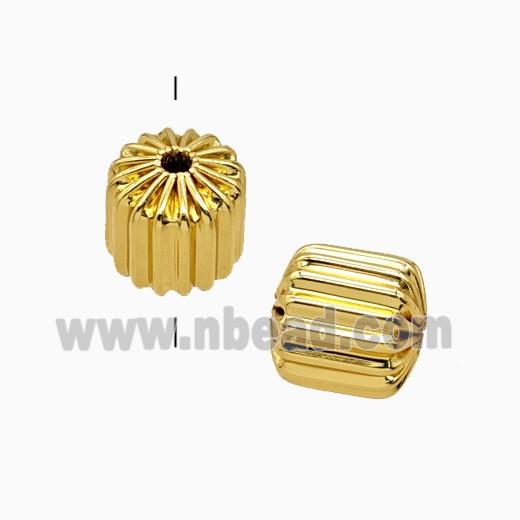 Copper Tube Beads Ribbed Gold Plated