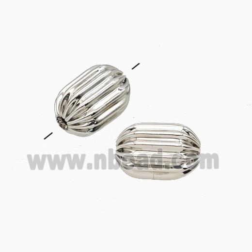 Copper Tube Beads Ribbed Platinum Plated