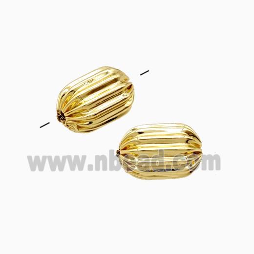 Copper Tube Beads Ribbed Gold Plated