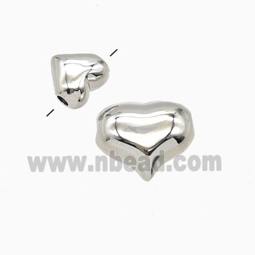 Copper Heart Beads Platinum Plated