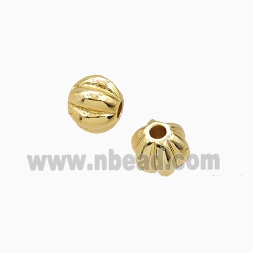 Copper Round Beads Ribbed Gold Plated