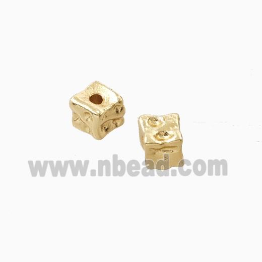 Copper Cube Beads Hammered Gold Plated