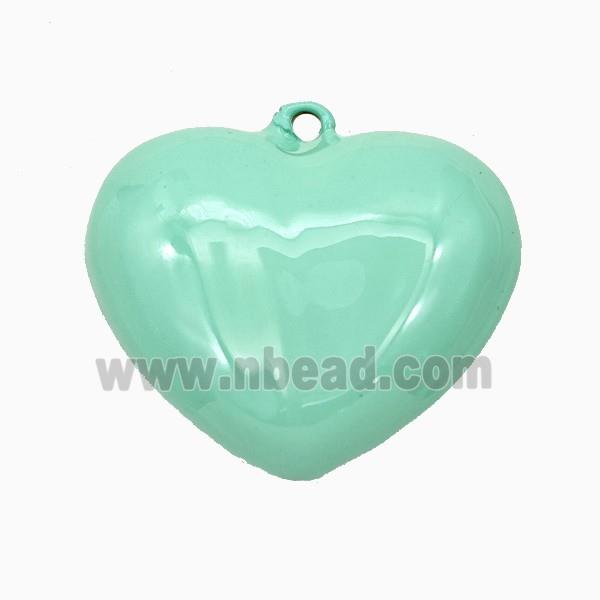 Copper Heart Pendant Green Enamel