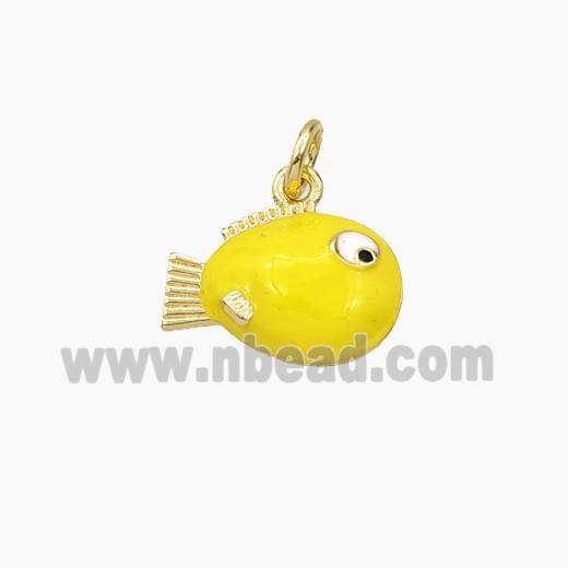 Copper Fish Pendant Yellow Enamel Gold Plated