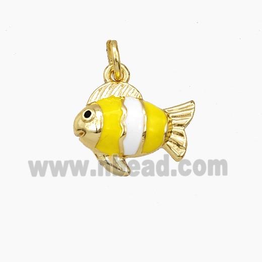 Copper Fish Pendant Yellow Enamel Gold Plated