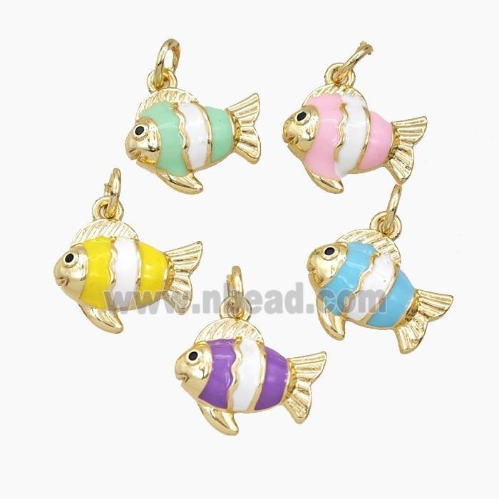 Copper Fish Pendant Enamel Gold Plated Mixed