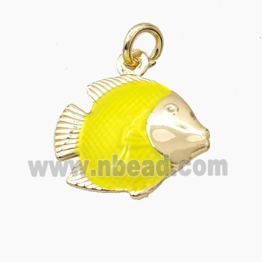 Copper Fish Pendant Yellow Painted Gold Plated