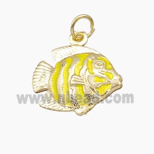 Copper Fish Pendant Yellow Painted Gold Plated