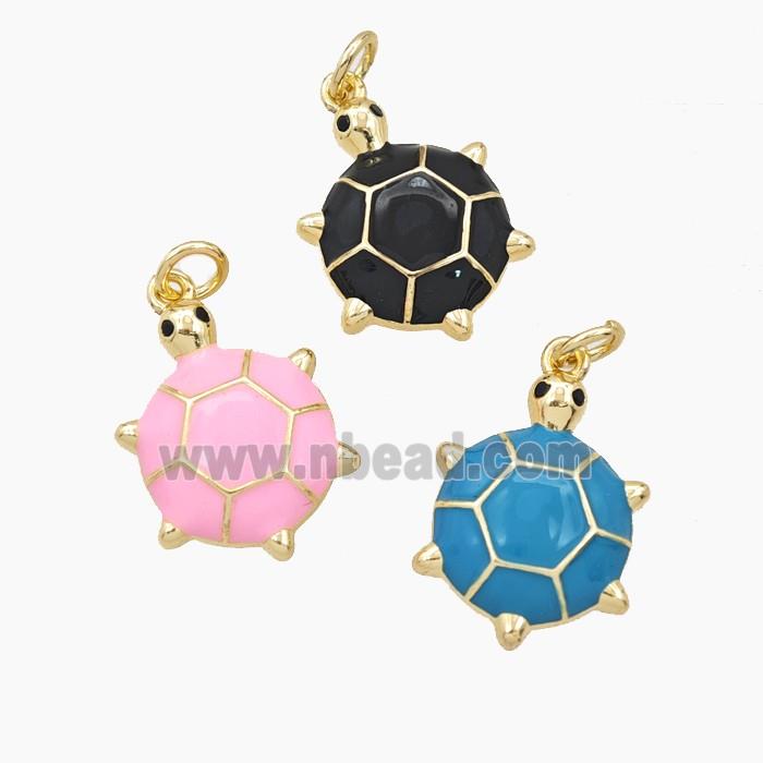 Copper Tortoise Pendant Enamel Gold Plated Mixed