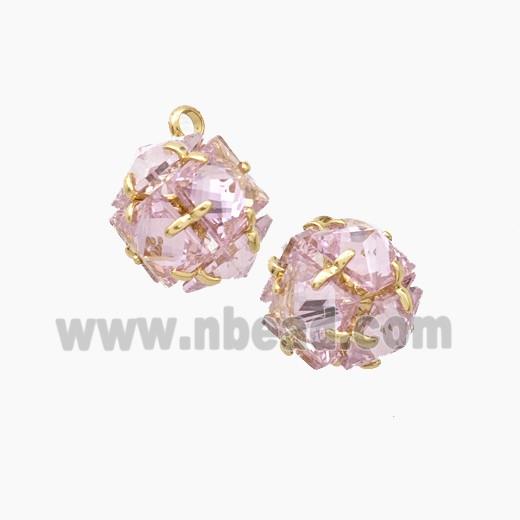 Copper Pendant Pave Zircon, Gold Plated