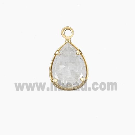 Copper Pendant Pave Zircon, Gold Plated