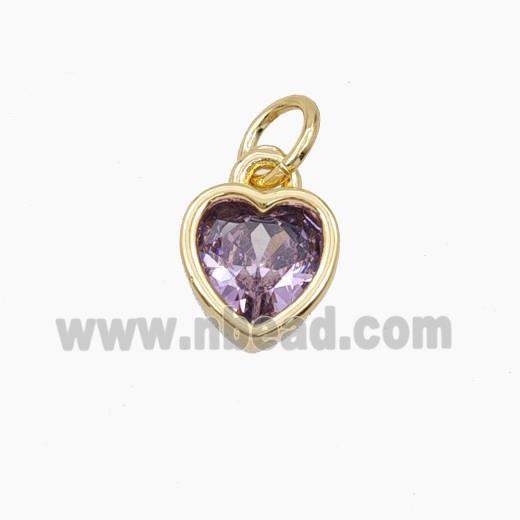 Purple Cubic Zirconia Heart Pendant