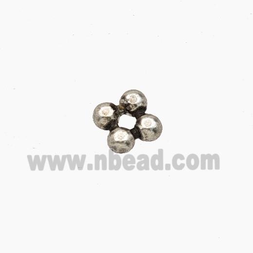 Copper Flower Beads Antique Silver