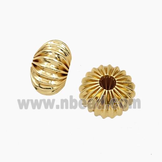 Copper Rondelle Beads Ribbed Gold Plated