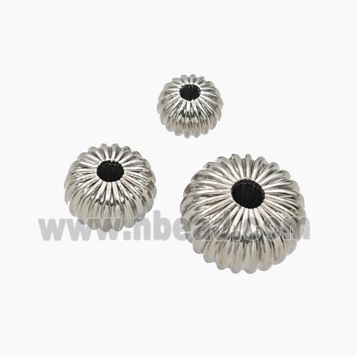 Copper Rondelle Beads Ribbed Platinum Plated
