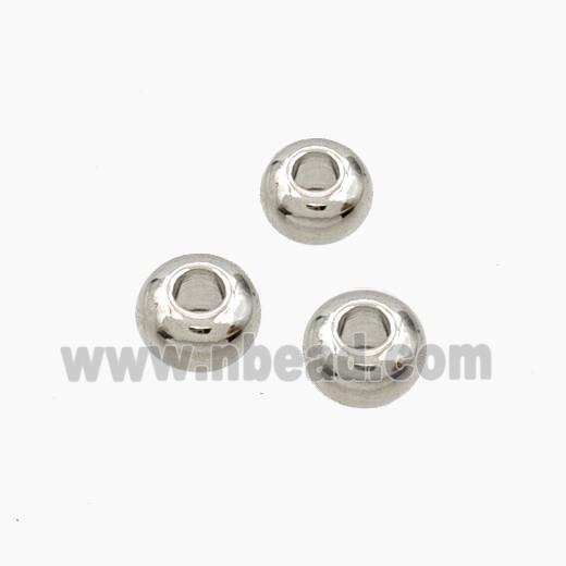 Copper Rondelle Beads Smooth Platinum Plated