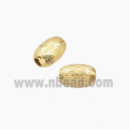 Copper Rice Beads Ribbed Gold Plated
