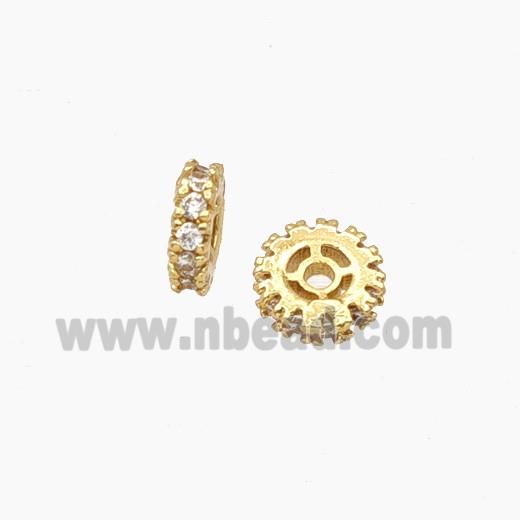 Copper Heishi Spacer Beads Pave Zirconia Gold Plated