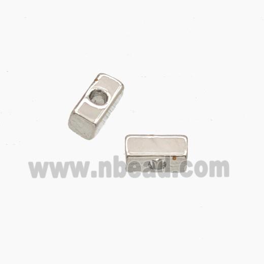 Copper Cuboid Beads Platinum Plated