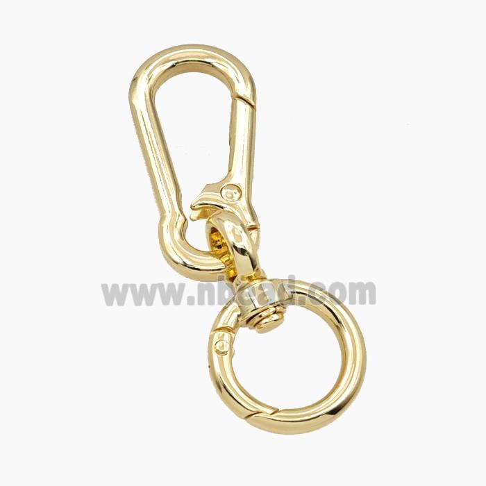 Copper Carabiner Clasp KeyChain Gold Plated