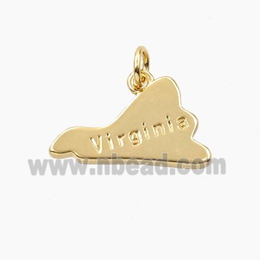 Copper Virginia Maps Pendant Gold Plated