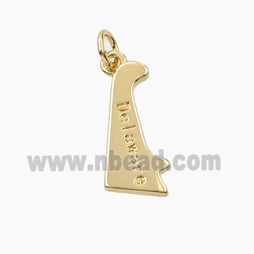 Copper Maps Of Delaware Pendant Gold Plated