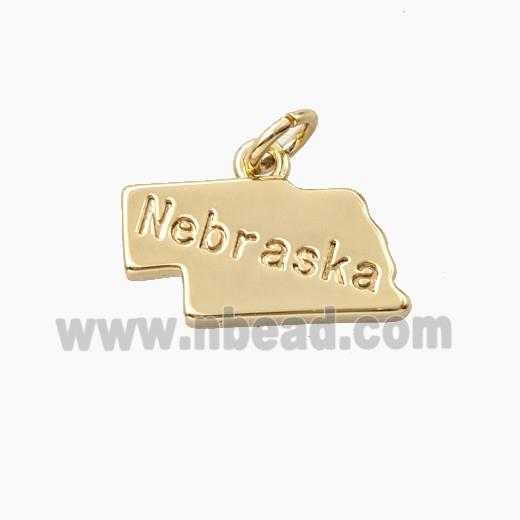 Copper Maps Of Nebraska Pendant Gold Plated