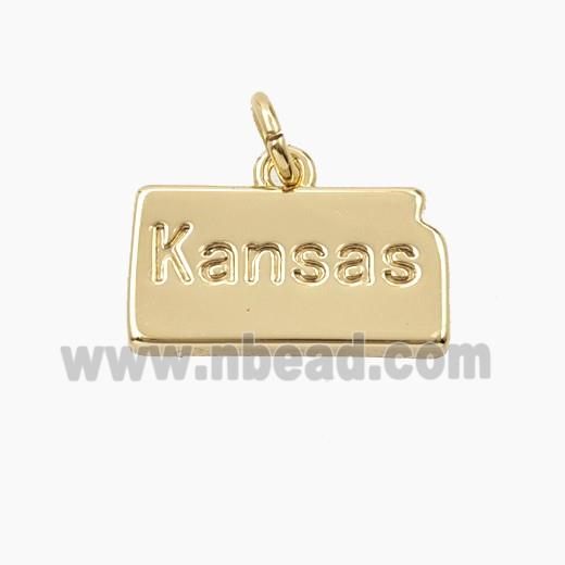 Copper Maps Of Kansas Pendant Gold Plated