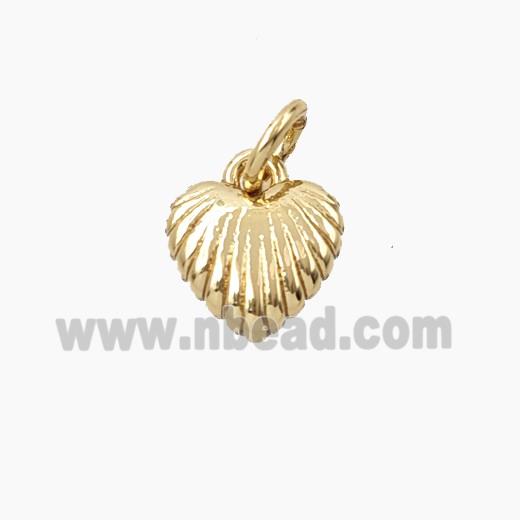 Copper Heart Pendant Ribbed Gold Plated