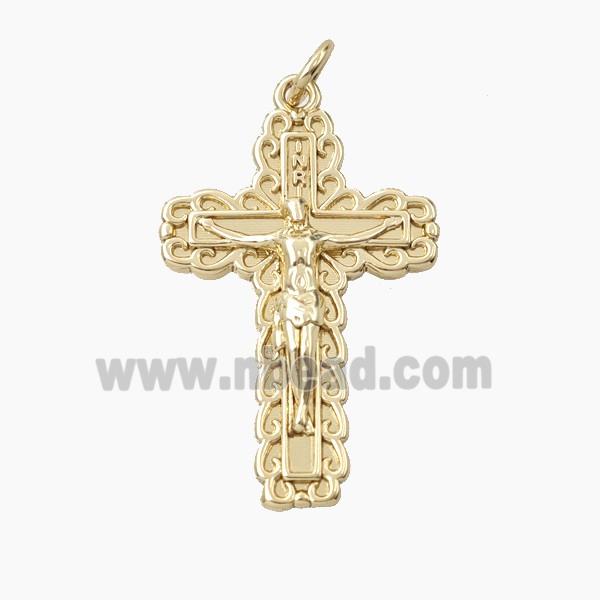 Copper Crucifix Cross Pendant Jesus Gold Plated
