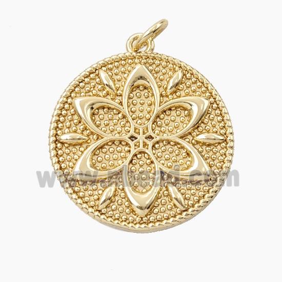 Copper Mandala Flower Pendant Gold Plated