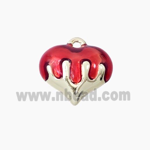 Copper Heart Pendant Red Enamel Gold Plated