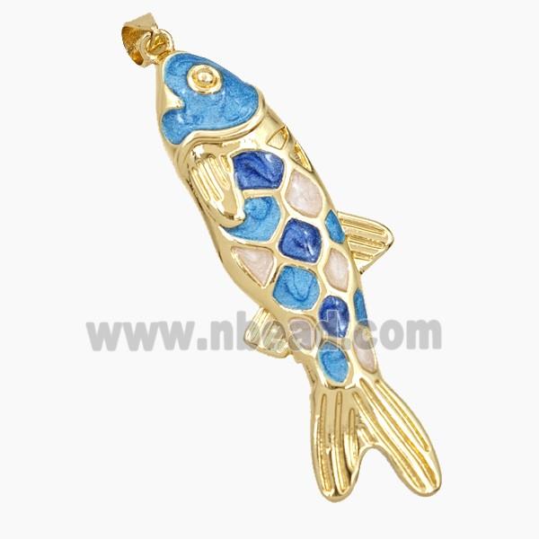 Copper Fish Pendant Enamel Gold Plated