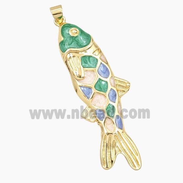 Copper Fish Pendant Enamel Gold Plated