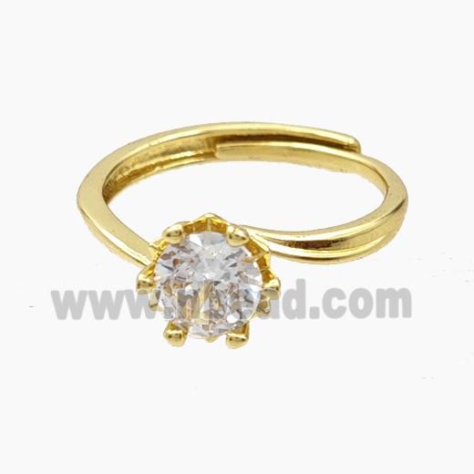 Copper Rings Pave Zirconia Adjustable Gold Plated