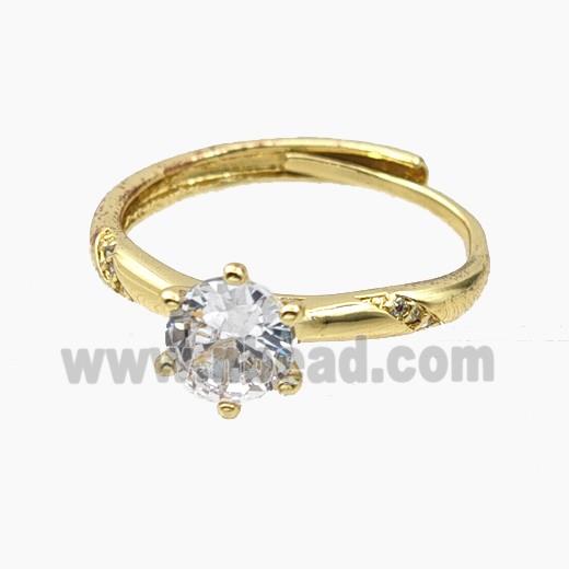 Copper Rings Pave Zirconia Adjustable Gold Plated