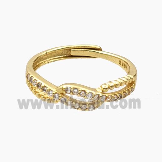 Copper Rings Pave Zirconia Adjustable Gold Plated