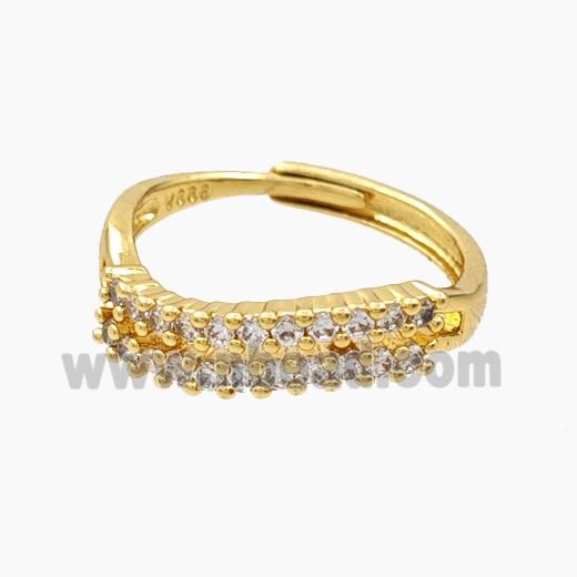Copper Rings Pave Zirconia Adjustable Gold Plated