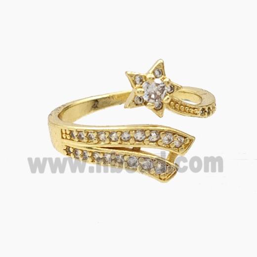 Copper Star Rings Pave Zirconia Gold Plated