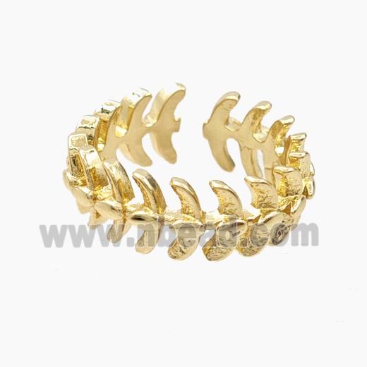 Copper Rings Fishbone Gold Plated