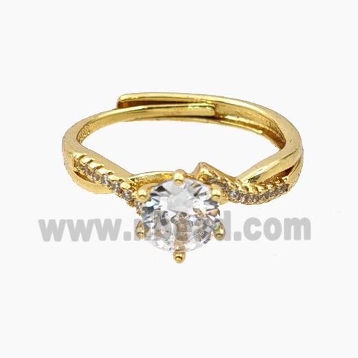 Copper Rings Pave Zirconia Adjustable Gold Plated