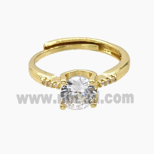 Copper Rings Pave Zirconia Adjustable Gold Plated