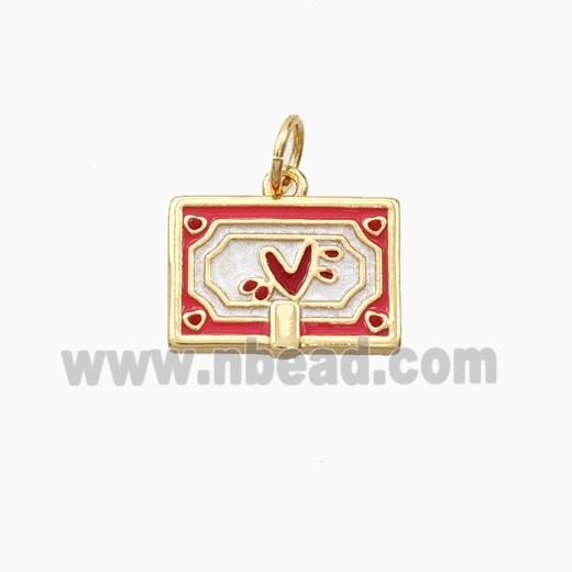 Copper Envelope Pendant Enamel Heart Gold Plated